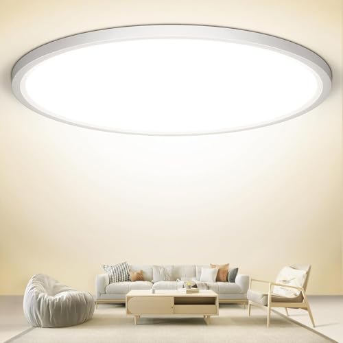 NIBSHOOM Deckenlampe LED Deckenleuchte Rund Flach 4000K,24W/2400LM/IP44 Wasserfest Ultradünn Badezimmer Lampe Decke, Modern Schlicht deckenlampen für Schlafzimmer Wohnzimmer Flur Küche Büro,300*17mm