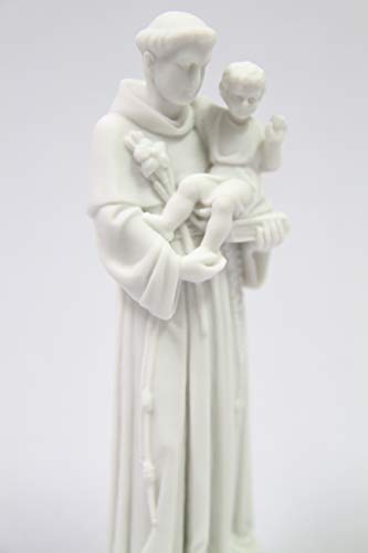 Estatua blanca de San Antonio de Padua 6 pulg miniatura 6