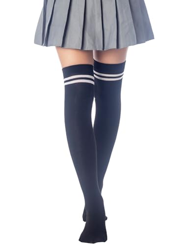 Image of iB-iP Women's Football Style Stripes Sports Thigh High Long Socks