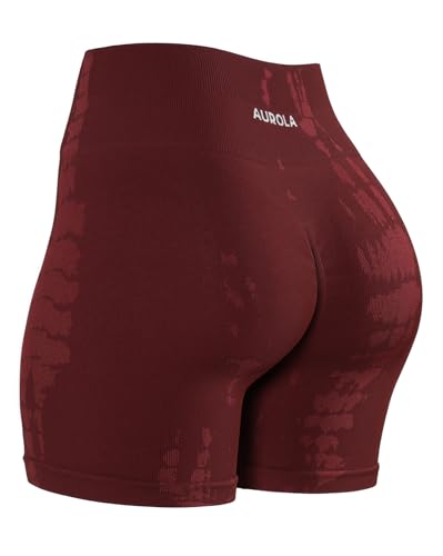 Image of AUROLA Serpent Seamless Scrunch Workout Shorts for Women,Tummy Control Squat Proof Ribbed Thick Active Gym Short