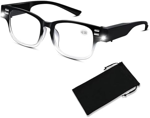 Reading Glasses with Light Bright LED Readers with Lights Magnifying Glasses Lighted Reading Glasses for Men Women