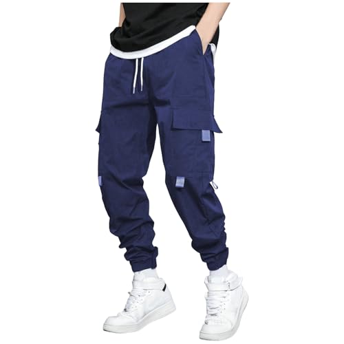 WENKOMG1 Mens Jogger Sweatpants, Casual Elastic Bottom Sports Pants Drawstring Cargo Sweatpants with Pockets, S-2XL