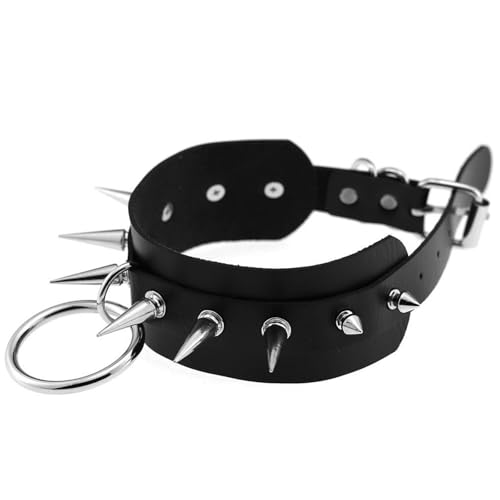 Edgy Punk Style Spiked Leather Choker and Bracelets Set Adjustable Gothic Collar with Matching Wristbands Vintage Jewelry Gift3