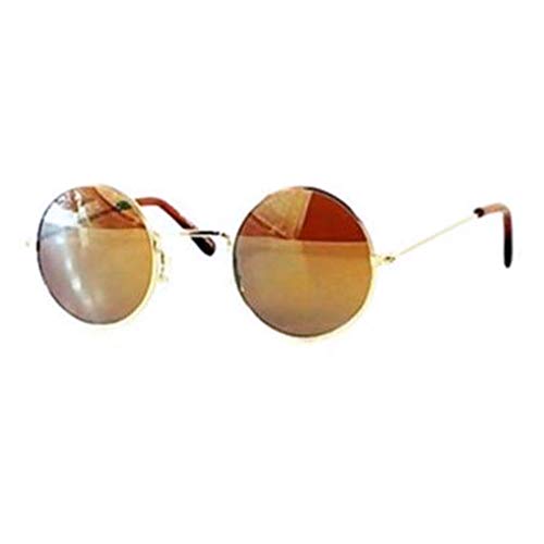 Moda 80'S - 'Lennon Ii' Hippy Style Round Sunglasses - Gold #TOP23