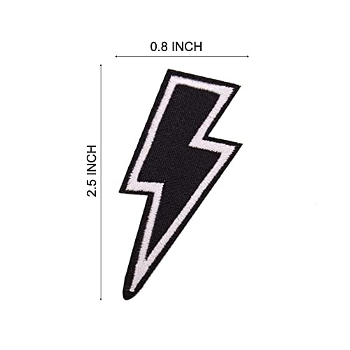 U-Sky Sew Or Iron On Patches, 3Pcs Lightning Iron Patches For Clothing, Black Embroidery Patches For Jeans, Music Band Patches For Backpacks, Patches For Clothes, Size 2.5X0.8Inch #TOP1