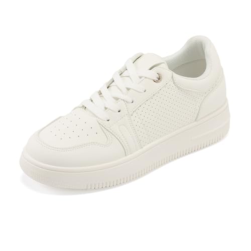 JOMIX Damen Sneaker - Laufschuhe Leder Walkingschuhe Atmungsaktiv Joggingschuhe Halbschuhe Freizeitschuhe Turnschuhe WBO250118 (Weiß, 41EU)