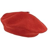  Breiter Berretto da donna in lana – Taglia unica – Barret in 100% lana, rosso peperoncino, Taglia unica