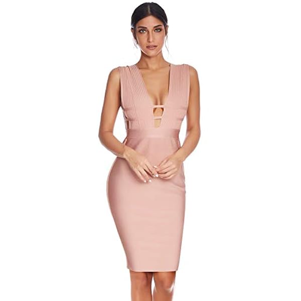 meilun Vestido sexy de fiesta con escote en V profundo sin mangas, para mujer, vestido de fiesta