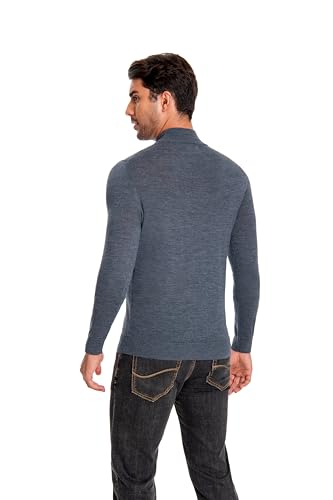 Men's 100% Extrafine Merino Wool Long Sleeve Mock Neck Pullover2