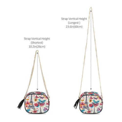 ALAZA Women's Paris Eiffel Tower Colorful Butterfly PU Leather Crossbody Bag Shoulder Purse with Tassel4