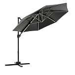 Devoko 3.25x3.25m Garden Parasol with Crank Tilt, Cantilever Umbrella, Waterproof UV Resistant Outdoor Shade for Patio Lawn, Upgraded Metal Pole, 8 Ribs Aluminium Frame, Includes Cover,Grey