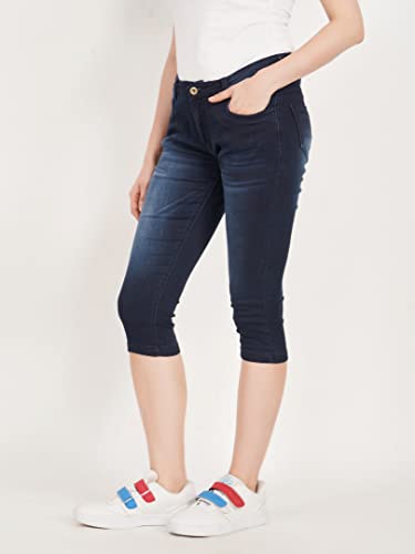Image of Skinny Fit Women Denim Capri