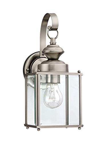 Image of Generation Lighting 8457-965 Jamestowne Transitional One - Light Outdoor Wall Lantern Outside Fixture, Antique Brushed Nickel Finish, 1-Light, cETL Listed, Safety Rated for Wet Locations