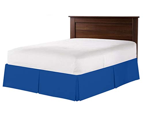 Box Pleated Bedskirt - Split Corner Bedskirt Olympic Queen Size - Dust Ruffle Bedskirts - 100% Egyptian Cotton 800 Tc Bed Skirt - 14 Inch Drop Olympic Queen Box Pleated Bed Skirt, Royal Blue #TOP15