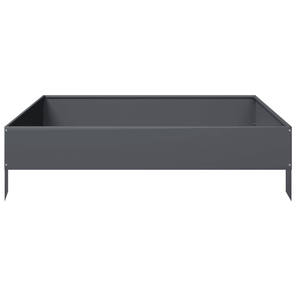 Hochbeet Anthrazit aus Stahl 100 x 100 x 26 cm mit offener Unterseite, für Garten Terrasse Balkon Fensterbank, für Kräuter Gemüse Blumen im Outdoor Bereich