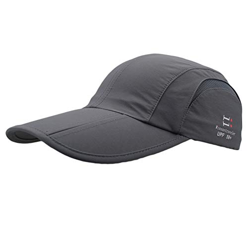 Foldable UPF 50+ Sun Protection Portable Hats Quick Dry Baseball Cap Adjustable Outdoor Sports Hat for Men, Women (Dark Grey)