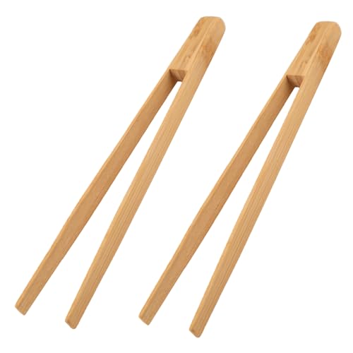 Toaster tongs, toast tongs, Made of pure natural bamboo, no paint coating, strong grip (2pcs)