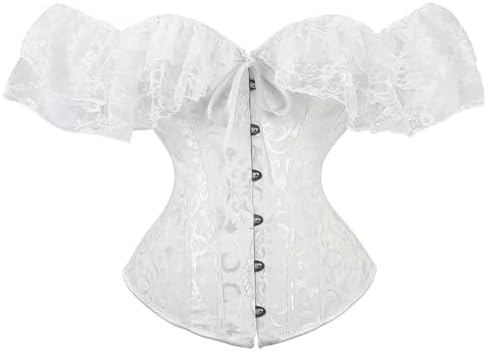 2025 Vintage bustier korset voor dames, met veters en kousenbanden, overborstkorset met veters en staafjes, bustier, lingerie, bodyshaper, bruidsondergoed, zwart, XS