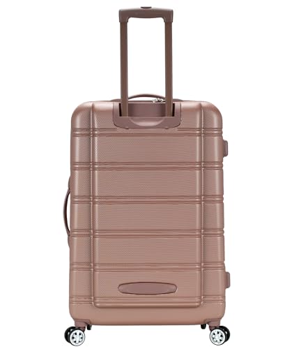 Image of Rockland Melbourne Hardside Expandable Spinner Wheel Luggage, Checked Large 28 inch, Rose Gold