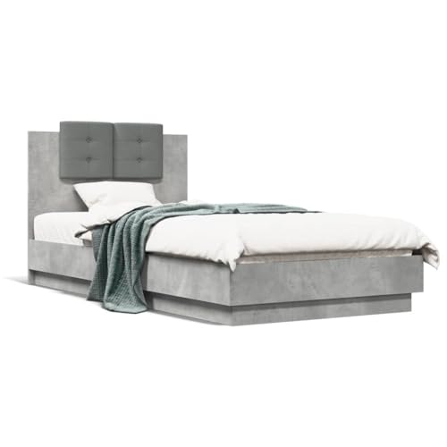 ZIRLANLV Marco de Cama King Size con Iluminación LED RGB y Listones de Madera Contrachapada Resistentes - Base de Madera de Ingeniería Contemporánea, Cómodos Muebles de Dormitorio (75x190cm)