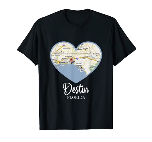 Destin Florida Map of Florida Vintage Destin FL Gift Emerald T-Shirt