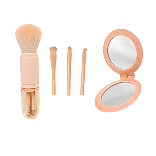 4-in-1 Portable Makeup Brush, Travel Makeup Brushes，Cosmetic Brush，Highlight Brush, Eyeshadow Brush，Lip Brush，Mini Facial Cosmetic Makeup Brush