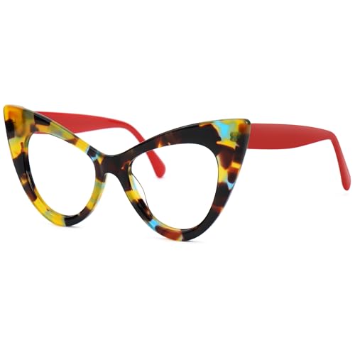 Image of Zeelool Retro Cat Eye Glasses for Women Eyeglasses Frame with Non-prescription Clear Lens ZJGA747707-04 Yellolw
