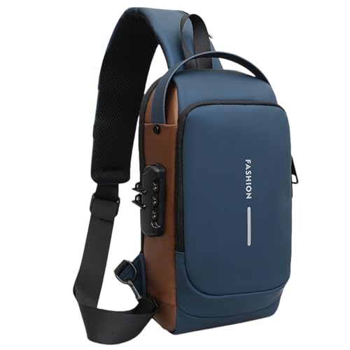 New Carbon Fiber Streamline Anti-Theft Sling Bag,USB charging port Sport Waterproof Shoulder Bag, for Daily Trips, Commutes (Blue)