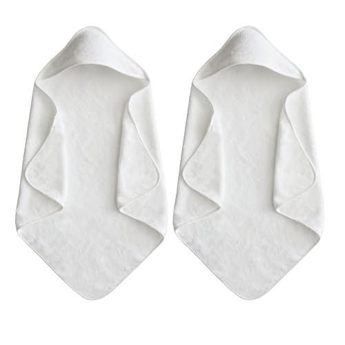 Image of Baby Hooded Bath Towel 31.5 inchx31.5 inch Ultra Absorbent Soft Coral Fleece, for Newborn Infant Toddler Up to 3 Years, Unisex Bathrobe Blanket for Boys & Girls 2PCS(Snow-White)