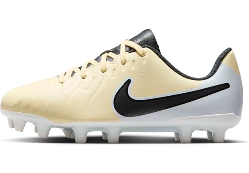 Nike Jr. Tiempo Legend 10 Club Little/Big Kids' Multi-Ground Low-Top Soccer (DV4352-700, Lemonade/Metallic Gold Coin/Black) Size 2