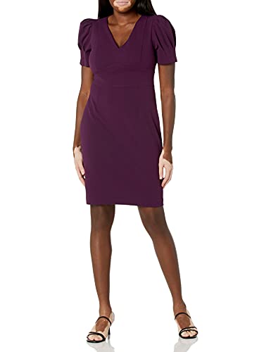 Image of DKNY Women's Short Ruched Sleeve Faux Wrap Midi Dress