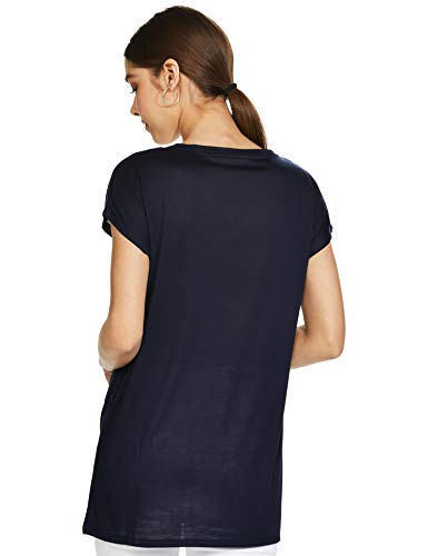 Image of Marks & Spencer Womens Solid Polyester Blend V-Neck Relaxed Fit T Shirt