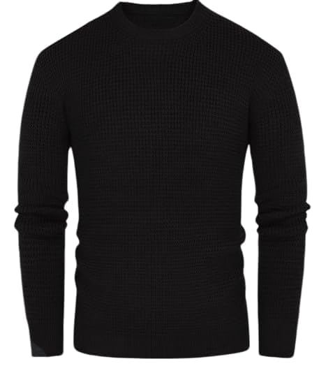 Image of ColorChakra Waffle Knit Mens Sweater Woolen Round Neck Wool Pullover