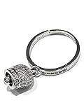 Anello regolabile con campanella da 10,5×9 mm pendente ZIRCONI placcato oro bianco in argento 925‰