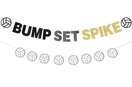 Sursurprise Volleyball Party Decorations, Bump Set Spike Banner, Volleyball Party Banner for Birthday Baby Shower Sports Party Supplies