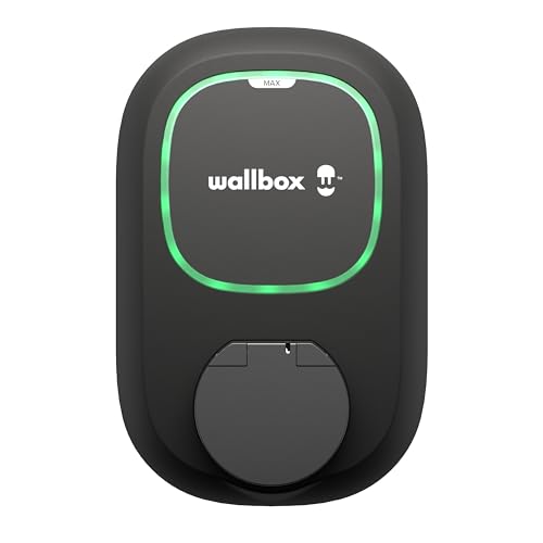 Wallbox Pulsar Max 7.4kW - Chargeur Voiture Electrique 32 A - Chargeur EV Typo 2 avec WiFi et Bluetooth - Compatible avec EV/PHEV et Usage Intérieur/Extérieur - Noir