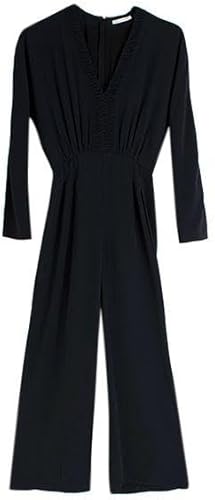 Emilia Wickstead Mono negro de escote en V de crepé de segunda mano