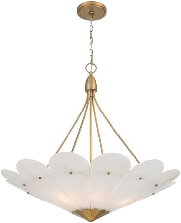 Minka-Lavery Althira 32.75" 6-Light Pendant - Legacy Brass and Alabaster (Bulb Not Included)