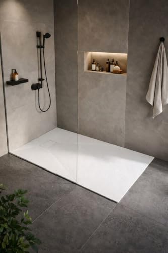 Piatto Doccia In Resina 90X180 Cm Smc Effetto Pietra Colore Bianco Cuba - 3