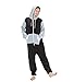Laahoem Unisex Adult Pajamas Hooded Men Women Jumpsuit Zip Sportwear Black Light Gray Gray Hat M