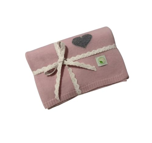 Natureville Merino Wolle Kaschmir Babydecke - Kleinkind Unisex Wolldecken - 4-Jahreszeiten Puckdecke - Erstausstattung für Neugeborene - Geschenke zur Geburt - Rosa - 100 x 80 cm