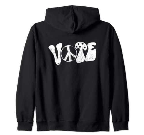 VOTE - Retro Hippie Peace Sign Mushroom Design Sudadera con Capucha