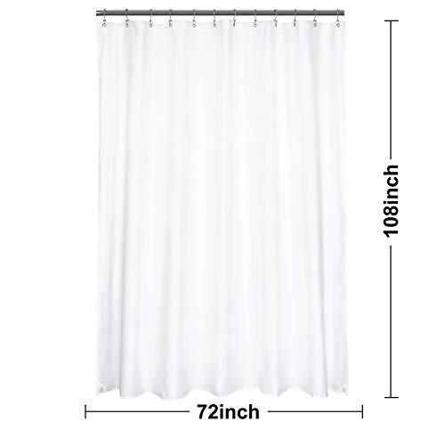 Image of N&Y HOME 108 inch Extra Long Shower Curtain or Liner, Hotel Quality, Washable Fabric, White Bathroom Curtains with Grommets, 72x108