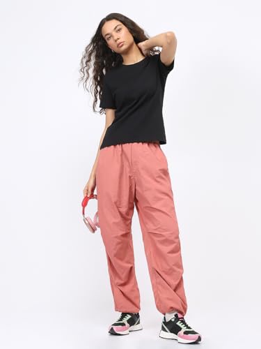 Image of NOBERO 100% Cotton T-Shirts for Women Stylish | Regular Fit | Solid T Shirts for Women 180 GSM Combed Cotton | Crew Neck Half Sleeve
