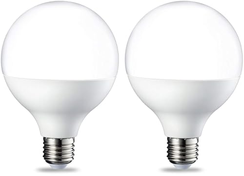 Amazon Basics ampoules LED en forme de globe G93 Culot Edison à vis E27 14,5 W (équivalent 100 W) Blanc chaud vif Intensité non variable, Lot de 2