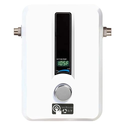 Calentador de Agua Electrico Instantaneo, Calentador De Agua Sin Tanque, Eléctrico, 8 KW - Cantidad 1, 12 X 8 X 4, Agua Caliente Eléctrica Instantánea Sin Tanque para Duchas y Cocinas
