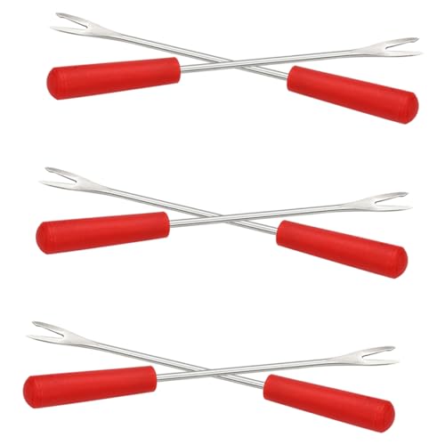 VINTORKY 6pcs Fruit Fork Barbecue Fork Fruit Fondue Fork Fondue Forks Skewers Fruit Forks Chocolate Melt Sticks Bbq Fork Cooking Fork Chocolate Dipping Tool Cheese Forks Stainless Steel Red