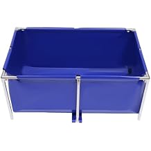 Canvas Fish Pond, Cuboid Ornamental Swimming Pool with Drain Valve, Foldable Pond Tank Aquarium, Koi Breeding Pond Modern Blue Aquarium Fish Water Tank for aquaculture