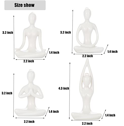 4Pcs Yoga Statues Women Zen Decor Figurines Meditation Table Decoration Sculpture Spiritual Accents Shelf Decorations For Home Living Room Bedroom Office White #TOP4