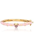 Disney Minnie Mouse Jewelry For Girls Pink Glitter Bangle Bracelet with Yellow Gold Plating, 2.5'
